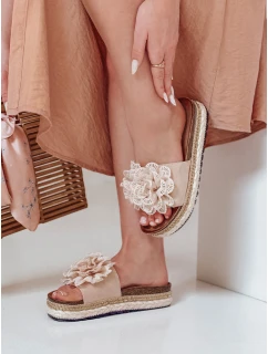 Dámske kvetinové žabky KWIATARIS beige FashionStreet ZY0912