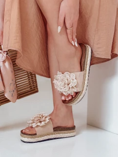 Dámske kvetinové žabky KWIATARIS beige FashionStreet ZY0912