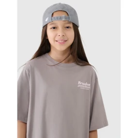 Dievčenské tričko oversize s potlačou 4F 4FJRSS25TTSHF2586-83S