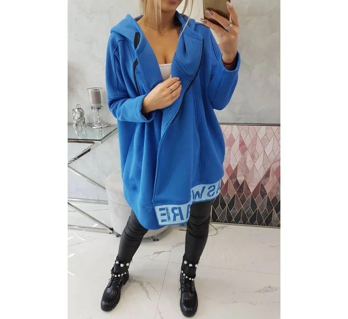 Zateplená mikina so zipsom nevädzovo modrá