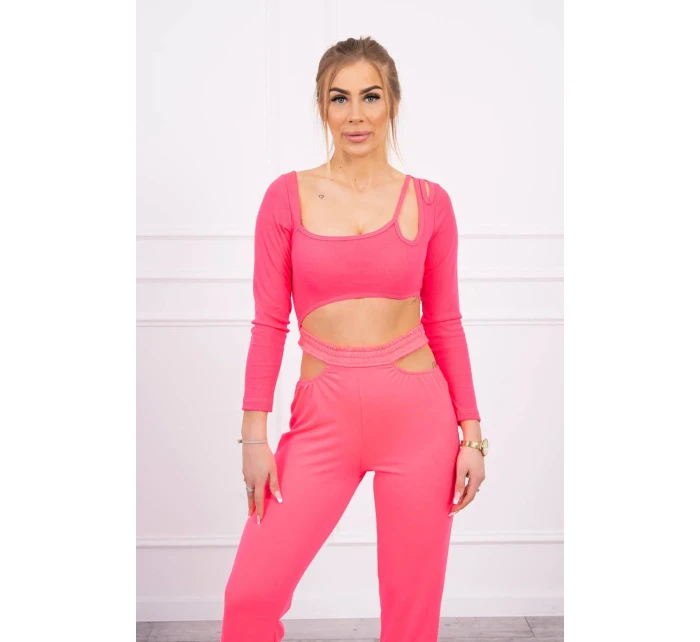 Sada s halenkou top růžová neonová