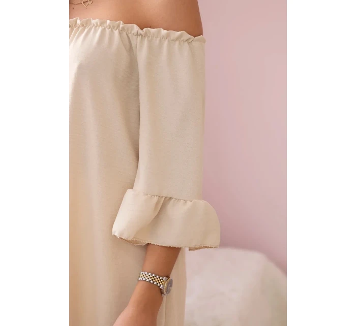 Španělská halenka s volánky na rukávu béžový