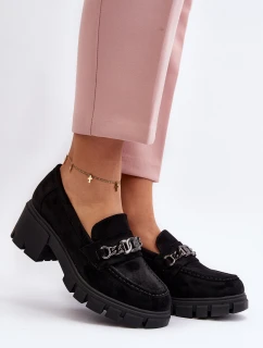 Mokasyny Na Masywnym Obcasie Czarne Eriella