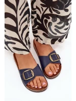 Klapki Damskie Na Korkowej Platformie Z Klamrą Granatowe Vianara Klapki Damskie Na Korkowej Platformie Z Klamrą Granatowe Vianara