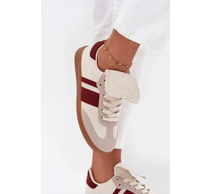 Niskie Sneakersy Damskie Z Wywiniętym Językiem Bordowe Ardira