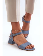 Dámske sandále na eko semišovom bloku, modré Leisha Dámske sandále na eko semišovom bloku, modré Leisha
