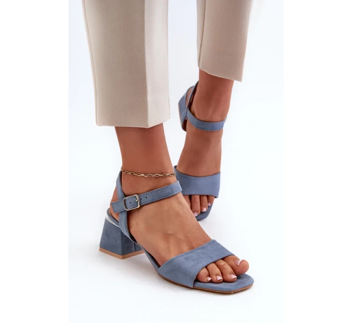 Dámske sandále na eko semišovom bloku, modré Leisha Dámske sandále na eko semišovom bloku, modré Leisha