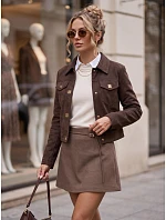 Dámska semišová bunda na patentky, tmavohnedá, FashionStreet TY5881 Dámska semišová bunda na patentky, tmavohnedá, FashionStreet TY5881