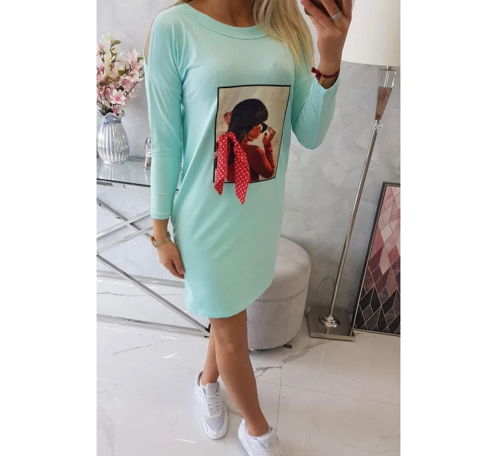 3D mätové šaty s potlačou hrášku a mašľou