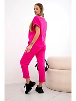 Súprava bavlnená blúzka + nohavice ružová