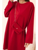 Dámske viskózové Plus veľkosť sukne s reťazou taška červená