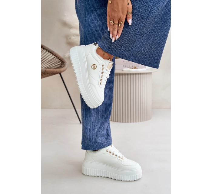 Tenisky Sportovní Boty Dámské Zateplené Na Masivní Podešvi Bílé model 21668392 - Boto Tenisky Sportovní Boty Dámské Zateplené Na Masivní Podešvi Bílé model 21668392 - Boto