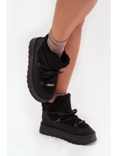 Śniegowce Damskie Na Platformie Z Futerkiem Typu Baranek Big Star SS274109 Czarne