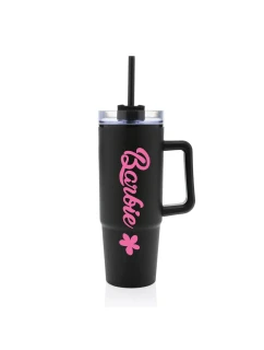 BARBIE - černý cestovní hrnek s průhledným víčkem 900 ml