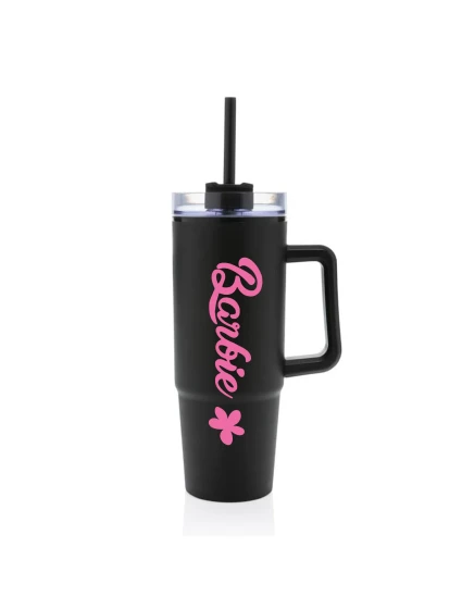 BARBIE - černý cestovní hrnek s průhledným víčkem 900 ml BARBIE - černý cestovní hrnek s průhledným víčkem 900 ml