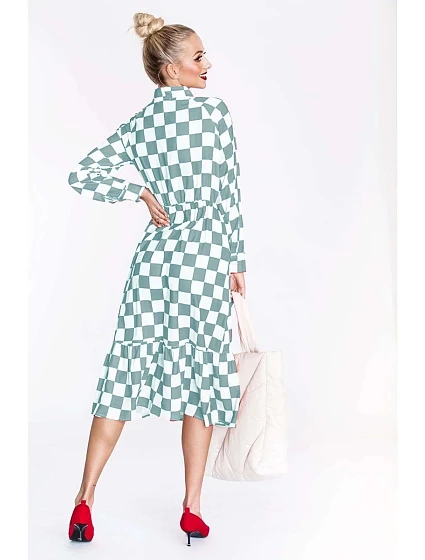 modré dámské šaty s vázáním ve výstřihu model 19551017 - Ann Gissy modré dámské šaty s vázáním ve výstřihu model 19551017 - Ann Gissy