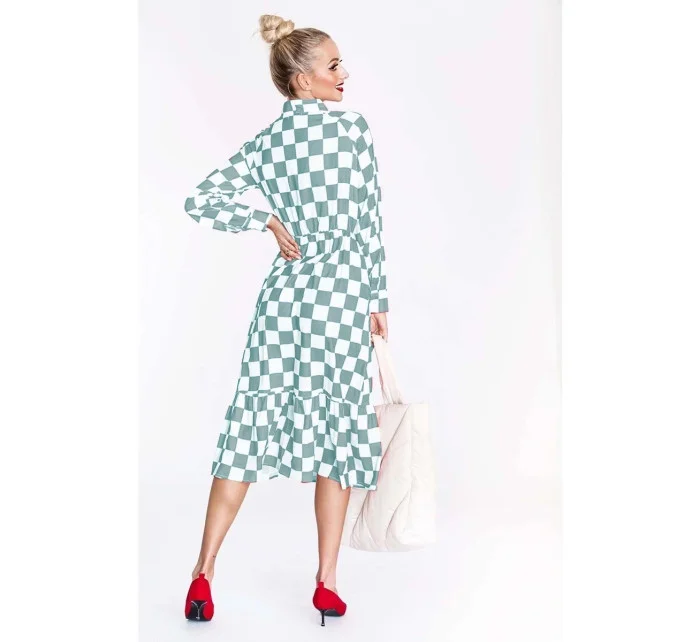 modré dámské šaty s vázáním ve výstřihu model 19551017 - Ann Gissy