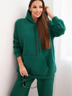 Dámský teplákový komplet model 21764703 z bavlny s kapucí zelený - K-Fashion