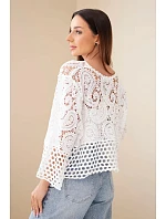 Dámský letní krajkový svetr s knoflíky a dlouhým rukávem černý