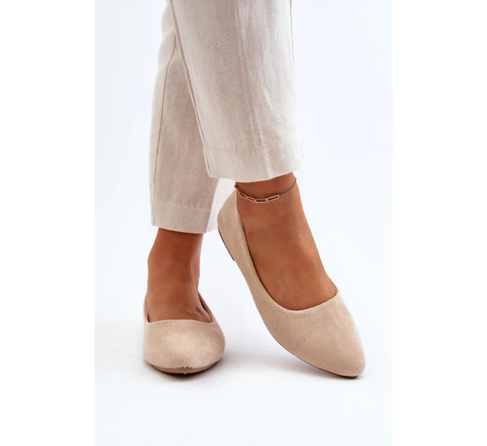 Bežové dámské semišové baleríny model 21651605 - EVENTO