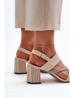 Dámské elegantní sandály na podpatku béžové D&A model 21656019 - S.Barski Dámské elegantní sandály na podpatku béžové D&A model 21656019 - S.Barski