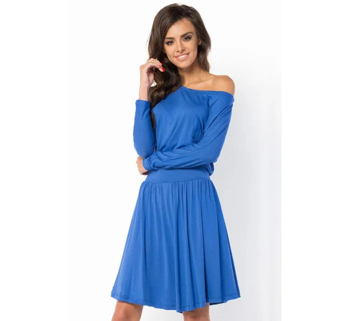 Letné šaty dámske vo voľnom strihu značkovej stredne dlhé modré - Modrá - Makadamové Letné šaty dámske vo voľnom strihu značkovej stredne dlhé modré - Modrá - Makadamové