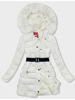 Perová dámska zimná bunda v ecru farbe (2M-007)