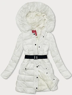 Péřová dámská zimní bunda v ecru barvě model 21245989 - LHD