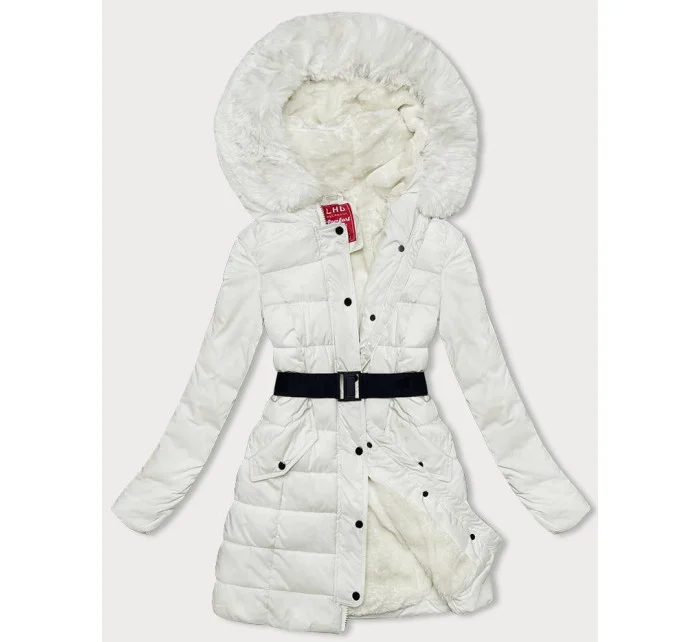 Péřová dámská zimní bunda v ecru barvě model 21245989 - LHD