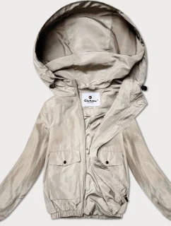 Svetlá béžová krátka bunda s podšívkou pre ženy Glakate (LU98017#)