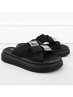 Dámske žabky na platforme so zirkónmi čierne Potocki 16347