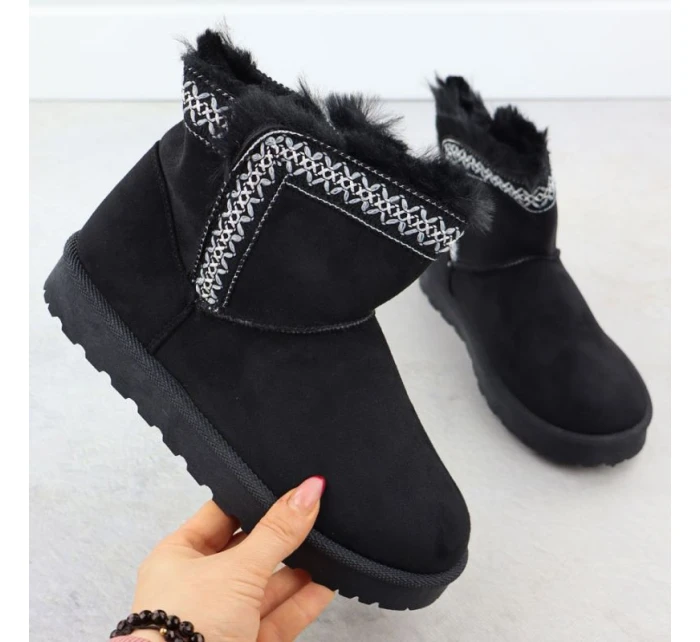 Dámske semišové snehové topánky čierne Potocki 06303