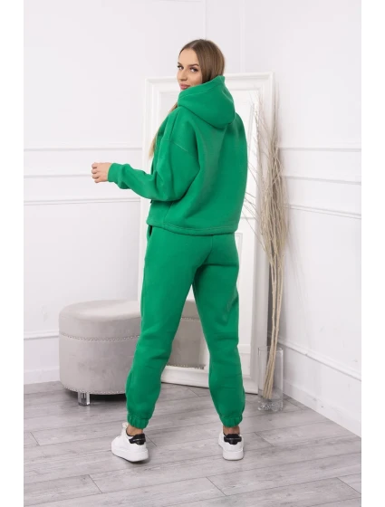 Teplá súprava s mikinou viazanou v spodnej časti v zelenej farbe Teplá súprava s mikinou viazanou v spodnej časti v zelenej farbe