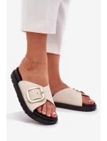 Dámské sandály na platformě se zlatou sponou béžové model 21702692 - Boto Dámské sandály na platformě se zlatou sponou béžové model 21702692 - Boto