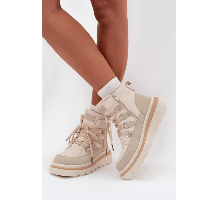 Damskie Botki Trapery Na Platformie Jasnobeżowe Liorae Damskie Botki Trapery Na Platformie Jasnobeżowe Liorae