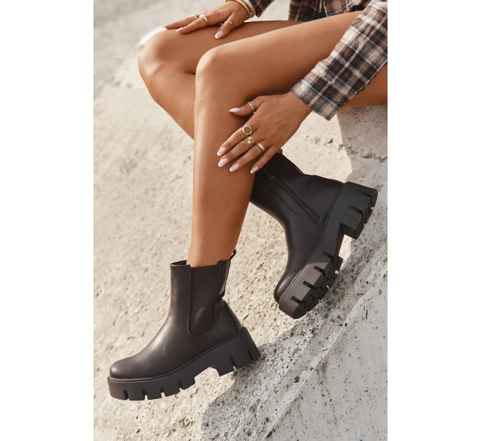 Dámské šněrovací boty teplé kůže tmavě hnědé model 21709278 - Boto Dámské šněrovací boty teplé kůže tmavě hnědé model 21709278 - Boto