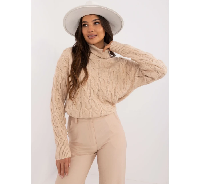 Sweter AT SW model 20459125 beżowy - FPrice Sweter AT SW model 20459125 beżowy - FPrice