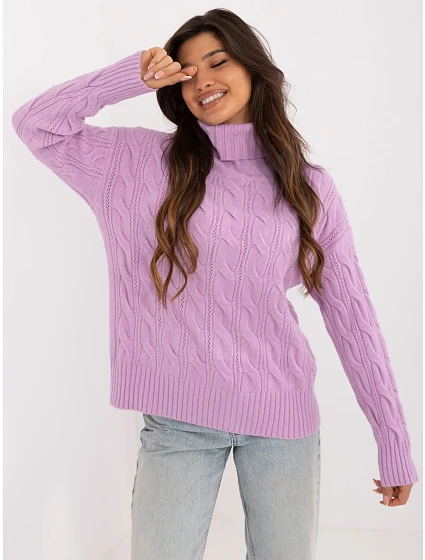 Sweter AT SW model 20459087 jasny fioletowy - FPrice Sweter AT SW model 20459087 jasny fioletowy - FPrice