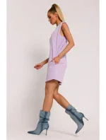 M789 Mini šaty s ramennými vypchávkami - fialové