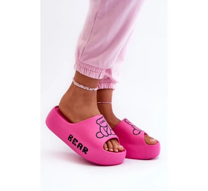Dámske penové papuče na pevnej podrážke s medvedíkom Fuchsia Lamira Dámske penové papuče na pevnej podrážke s medvedíkom Fuchsia Lamira