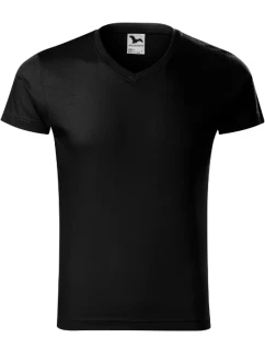 Slim Fit V-neck tričko pánské černá
