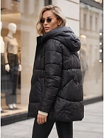Dámska prešívaná zateplená bunda s kapucňou, čierna, FashionStreet TY5936 Dámska prešívaná zateplená bunda s kapucňou, čierna, FashionStreet TY5936