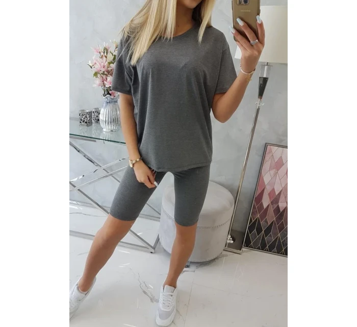 Komplet top+legginsy grafitowy