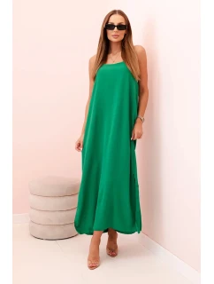Dlouhá šaty na ramínka zelená