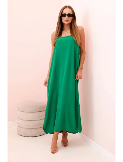 Dlouhá šaty na ramínka zelená