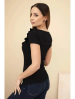 Dámská bavlněná blůza s dlouhým rukávem a lodičkovým výstřihem model 21865132 - K-Fashion Dámská bavlněná blůza s dlouhým rukávem a lodičkovým výstřihem model 21865132 - K-Fashion