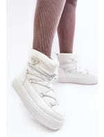 Dámské sněhule na platformě s vázáním bílé model 21641618 - Boto Dámské sněhule na platformě s vázáním bílé model 21641618 - Boto