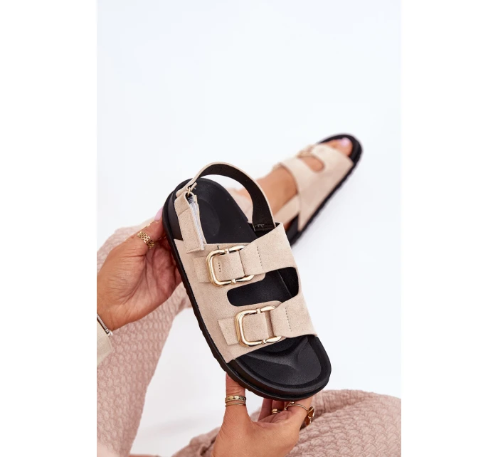 Dámské sandály s přezkami světle béžové model 21699480 - Boto Dámské sandály s přezkami světle béžové model 21699480 - Boto