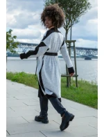 Dámsky dlhý sveter F1498 Čiernobiely mix - Fobya