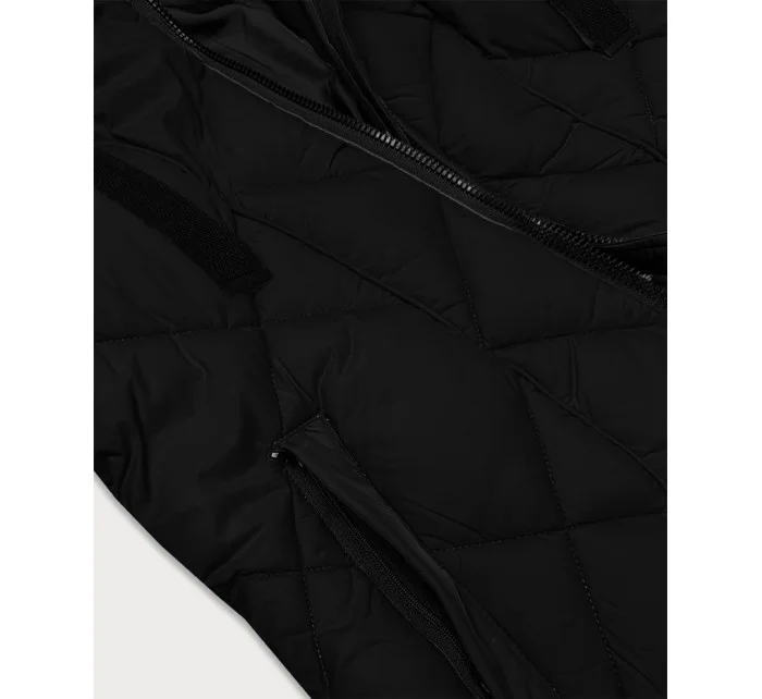 Čierna dámska prechodná bunda s kapucňou Libland (LD-7735)